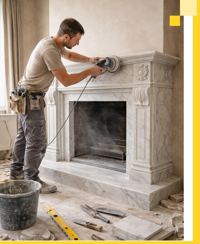 Изготовление и установка мраморных каминов в Шадринске под ключ