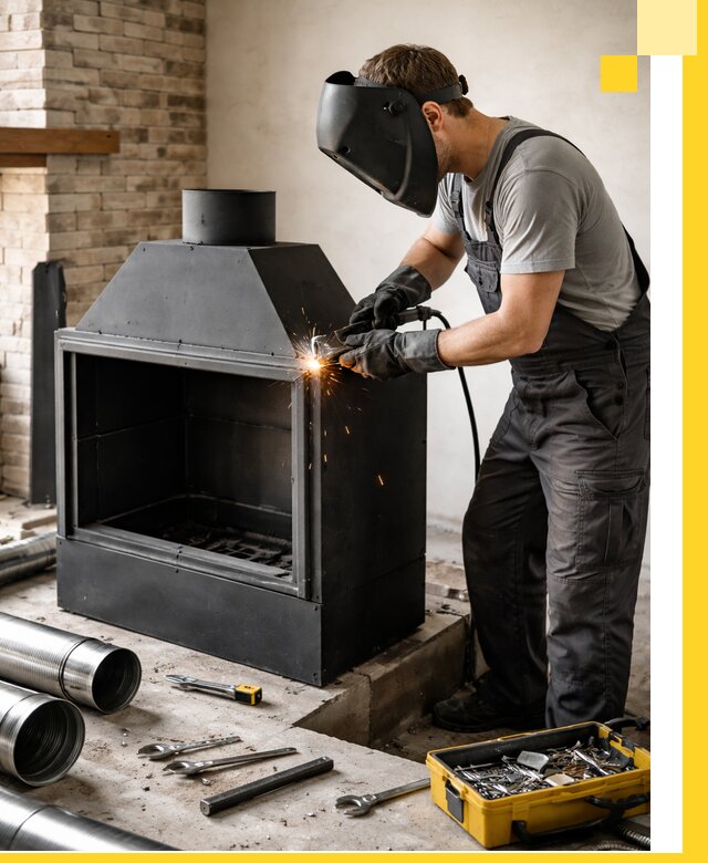 Продажа и установка металлических каминов в Шадринске под ключ