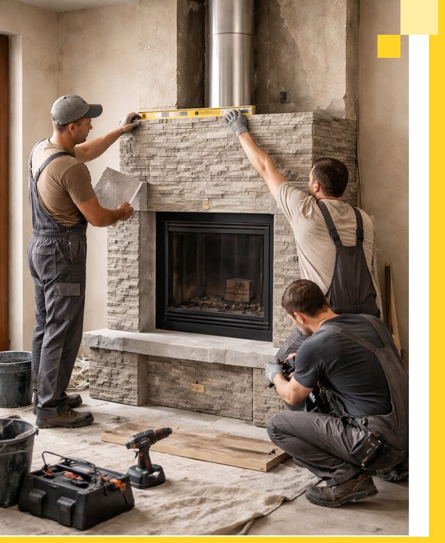 Профессиональный монтаж каминов под ключ в Шадринске для дома