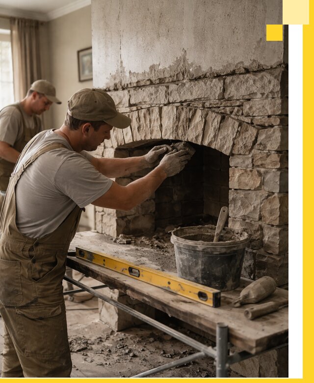 Изготовление каминов под ключ в Шадринске, монтаж и отделка