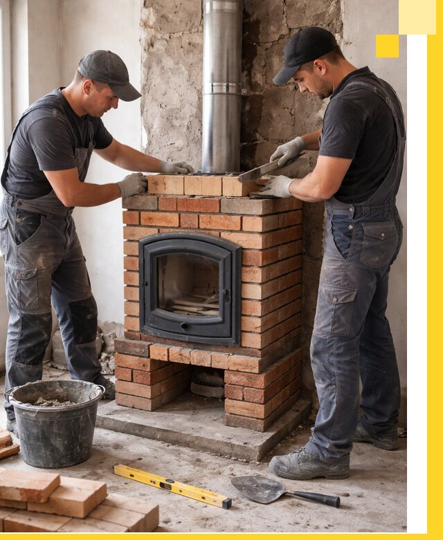 Монтаж печи камина под ключ в Шадринске с гарантией и пусконаладкой