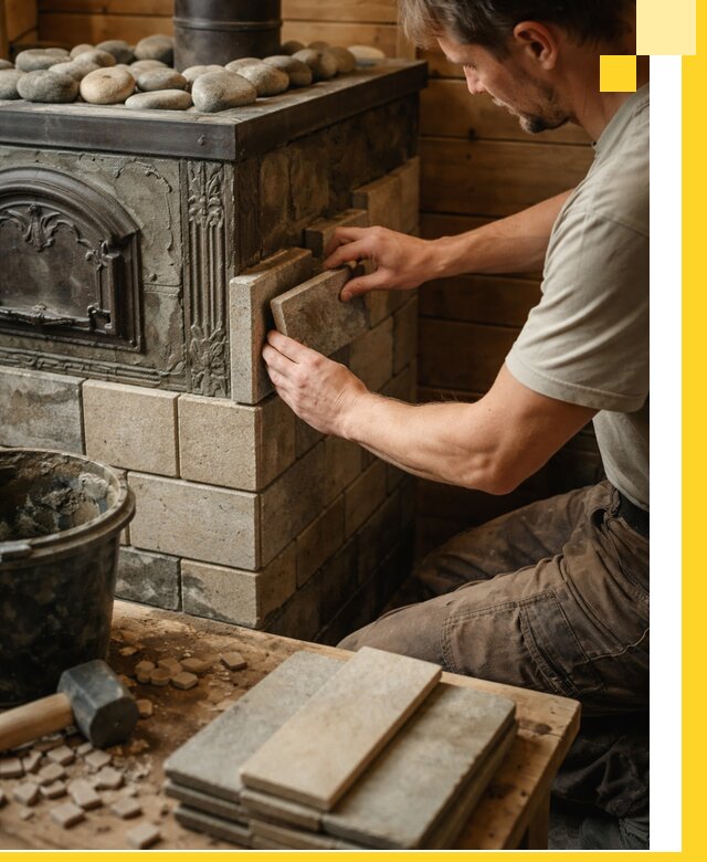 Облицовка банных печей в Шадринске профессиональная отделка