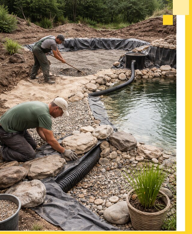 Строительство природных бассейнов и озер в Шадринске под ключ