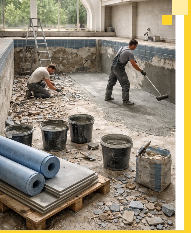 Реконструкция бассейнов в Шадринске: ремонт, гидроизоляция