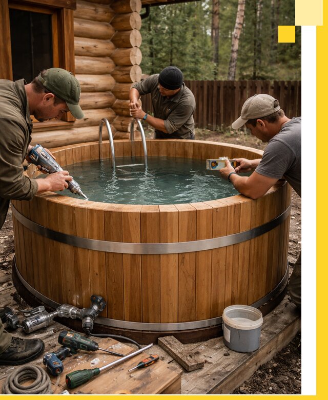 Строительство бань с купелью под ключ и отделкой в Шадринске