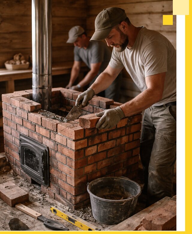 Кирпичные печи для бани под ключ в Шадринске, проект и монтаж