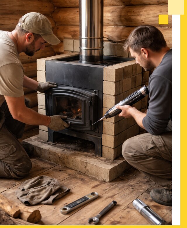 Монтаж и установка печи в бане под ключ с гарантией в Шадринске