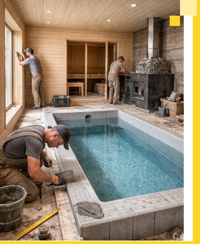 Проект бани с бассейном и сауной в Шадринске под ключ