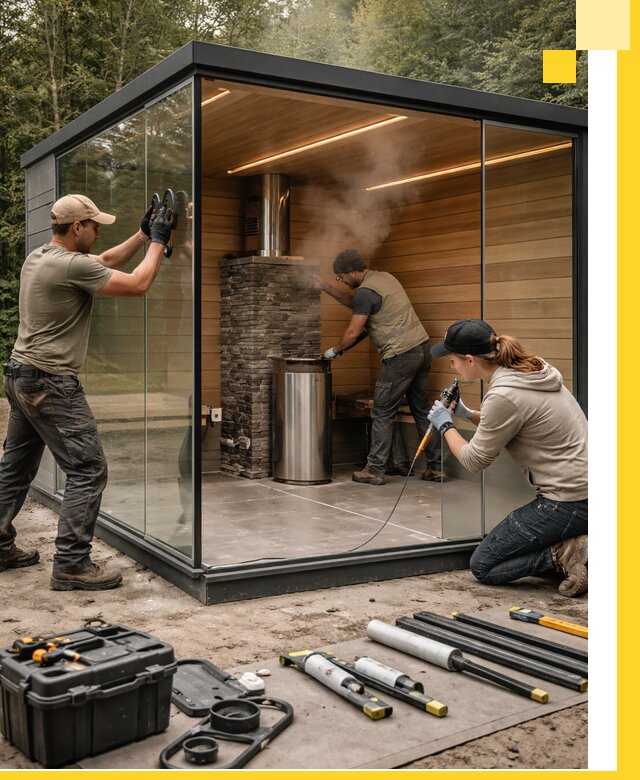 Проектирование и строительство стеклянных бань в Шадринске