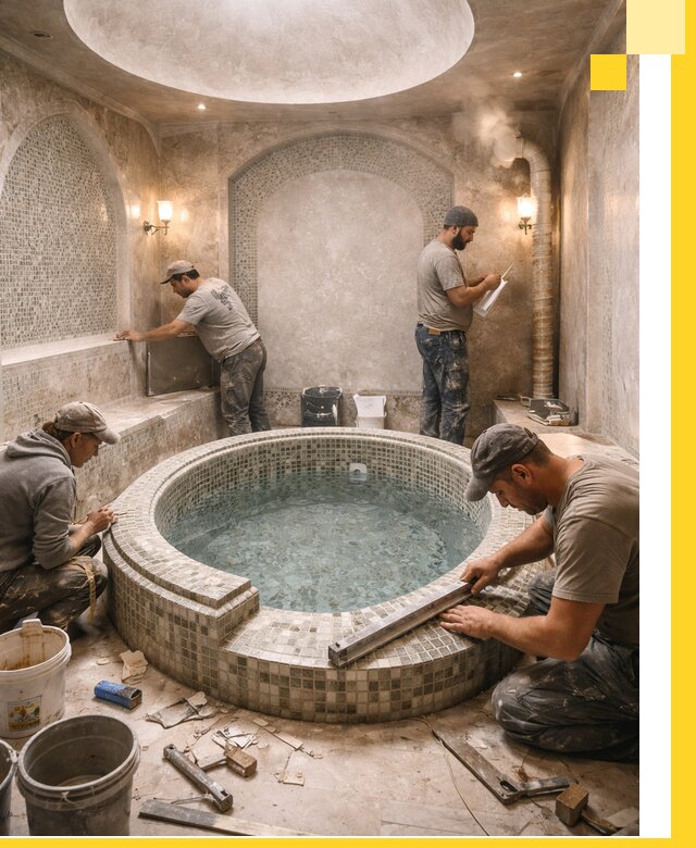 Профессиональное строительство хамама с бассейном в Шадринске под ключ