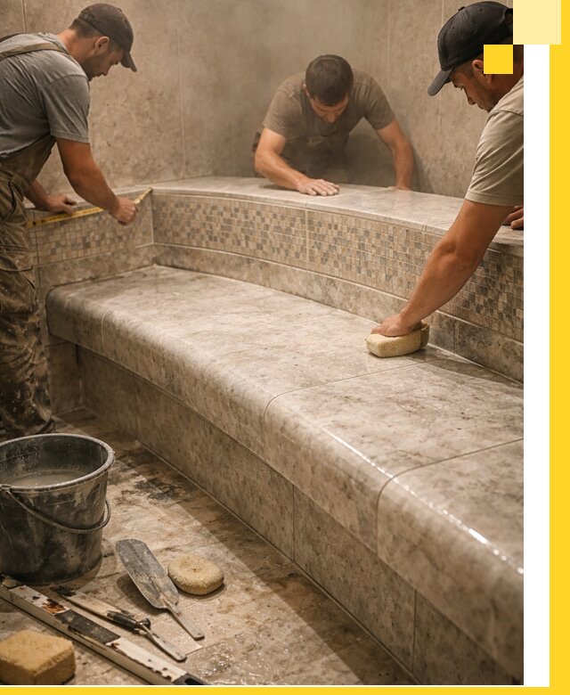 Изготовление и установка сидений для хамама в Шадринске